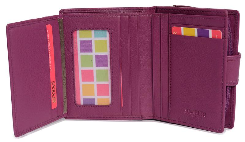 SADDLER EMILY Handmade Leather Mid-Size Wallet – RFID Protected | 10 Card Slots, Secure Tab Closure & Zipped Coin Pocket | Gift Boxed