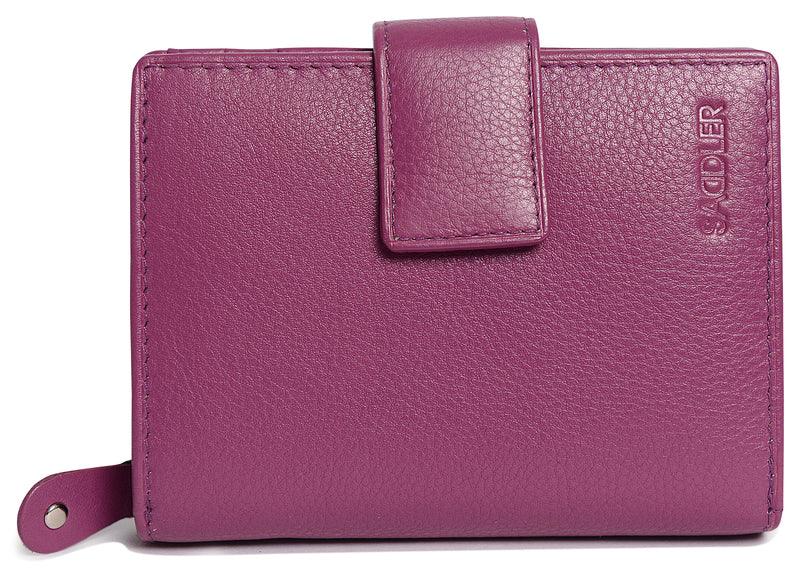 SADDLER EMILY Handmade Leather Mid-Size Wallet – RFID Protected | 10 Card Slots, Secure Tab Closure & Zipped Coin Pocket | Gift Boxed