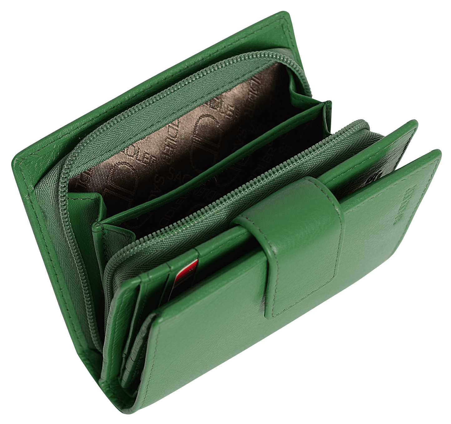 SADDLER EMILY Handmade Leather Mid-Size Wallet – RFID Protected | 10 Card Slots, Secure Tab Closure & Zipped Coin Pocket | Gift Boxed