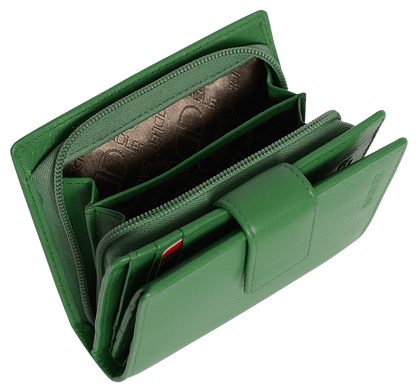 SADDLER EMILY Handmade Leather Mid-Size Wallet – RFID Protected | 10 Card Slots, Secure Tab Closure & Zipped Coin Pocket | Gift Boxed