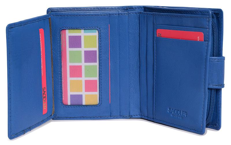 SADDLER EMILY Handmade Leather Mid-Size Wallet – RFID Protected | 10 Card Slots, Secure Tab Closure & Zipped Coin Pocket | Gift Boxed