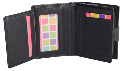 SADDLER EMILY Handmade Leather Mid-Size Wallet – RFID Protected | 10 Card Slots, Secure Tab Closure & Zipped Coin Pocket | Gift Boxed