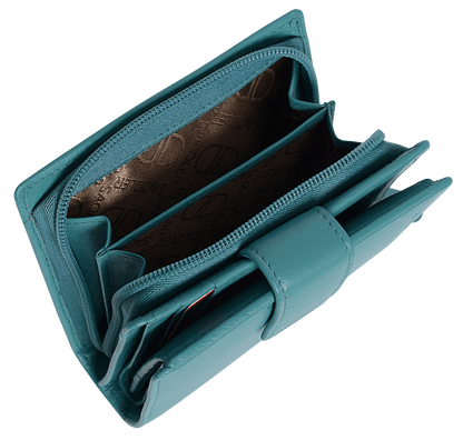 SADDLER EMILY Handmade Leather Mid-Size Wallet – RFID Protected | 10 Card Slots, Secure Tab Closure & Zipped Coin Pocket | Gift Boxed