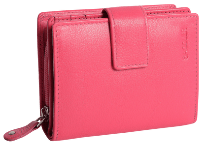 SADDLER EMILY Handmade Leather Mid-Size Wallet – RFID Protected | 10 Card Slots, Secure Tab Closure & Zipped Coin Pocket | Gift Boxed