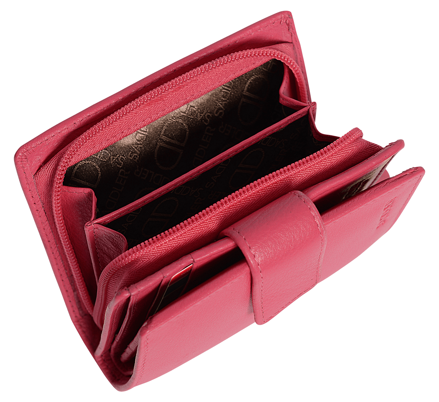 SADDLER EMILY Handmade Leather Mid-Size Wallet – RFID Protected | 10 Card Slots, Secure Tab Closure & Zipped Coin Pocket | Gift Boxed