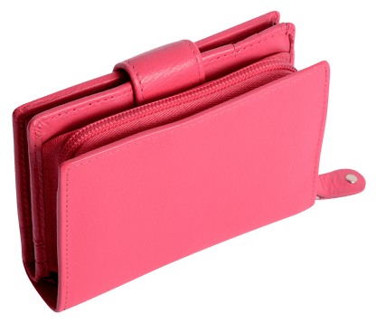 SADDLER EMILY Handmade Leather Mid-Size Wallet – RFID Protected | 10 Card Slots, Secure Tab Closure & Zipped Coin Pocket | Gift Boxed