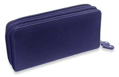 SADDLER GABRIELLA Leather Double Zip Around Purse - 8 Card Slots, Phone Pocket, and Coin Purse - RFID Protected