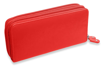 SADDLER GABRIELLA Leather Double Zip Around Purse - 8 Card Slots, Phone Pocket, and Coin Purse - RFID Protected