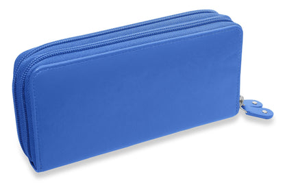 SADDLER GABRIELLA Leather Double Zip Around Purse - 8 Card Slots, Phone Pocket, and Coin Purse - RFID Protected