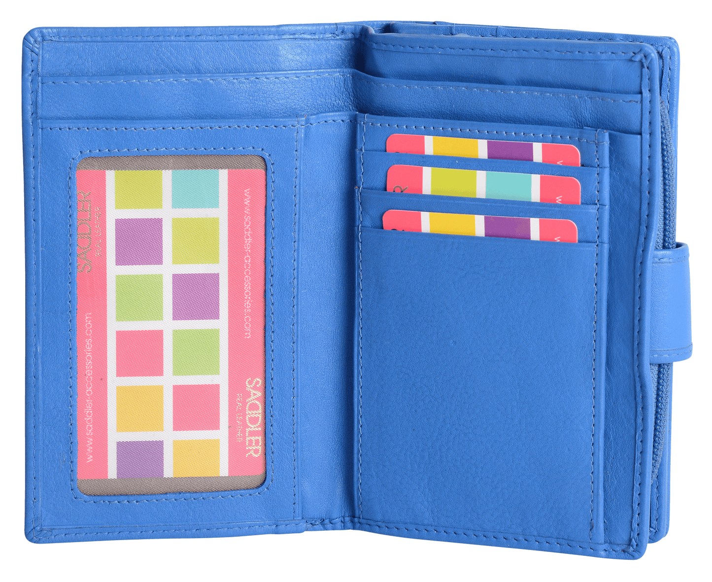 SADDLER GEORGIE Leather Double-Sided Purse - 13 Card Slots, Generous Space for Notes and Coins - RFID Protected