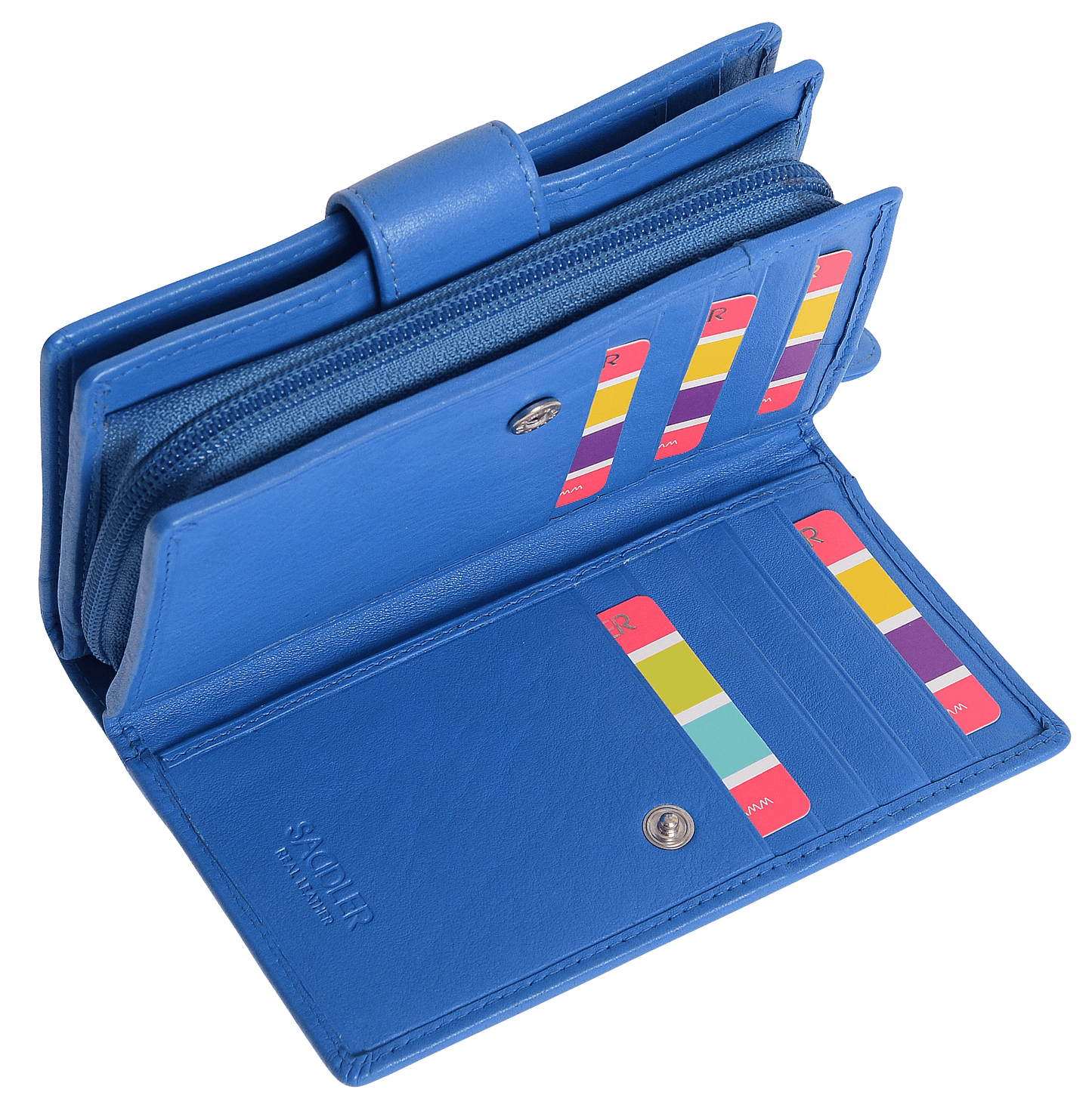 SADDLER GEORGIE Leather Double-Sided Purse - 13 Card Slots, Generous Space for Notes and Coins - RFID Protected