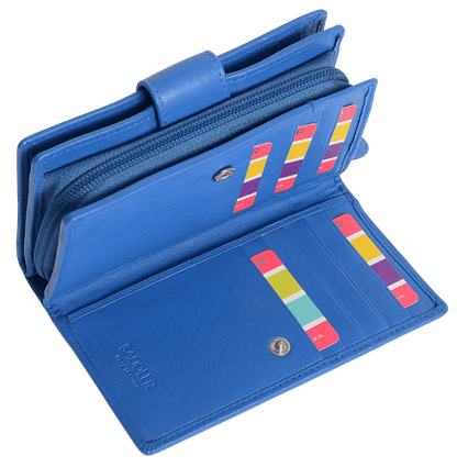 SADDLER GEORGIE Leather Double-Sided Purse - 13 Card Slots, Generous Space for Notes and Coins - RFID Protected