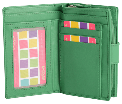 SADDLER GEORGIE Leather Double-Sided Purse - 13 Card Slots, Generous Space for Notes and Coins - RFID Protected