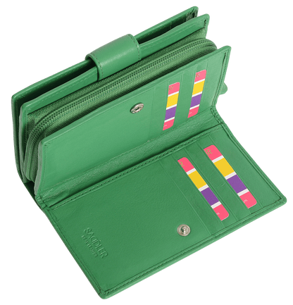 SADDLER GEORGIE Leather Double-Sided Purse - 13 Card Slots, Generous Space for Notes and Coins - RFID Protected