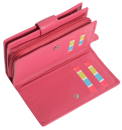 SADDLER GEORGIE Leather Double-Sided Purse - 13 Card Slots, Generous Space for Notes and Coins - RFID Protected