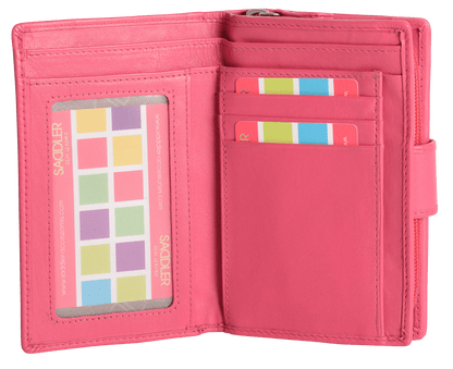 SADDLER GEORGIE Leather Double-Sided Purse - 13 Card Slots, Generous Space for Notes and Coins - RFID Protected
