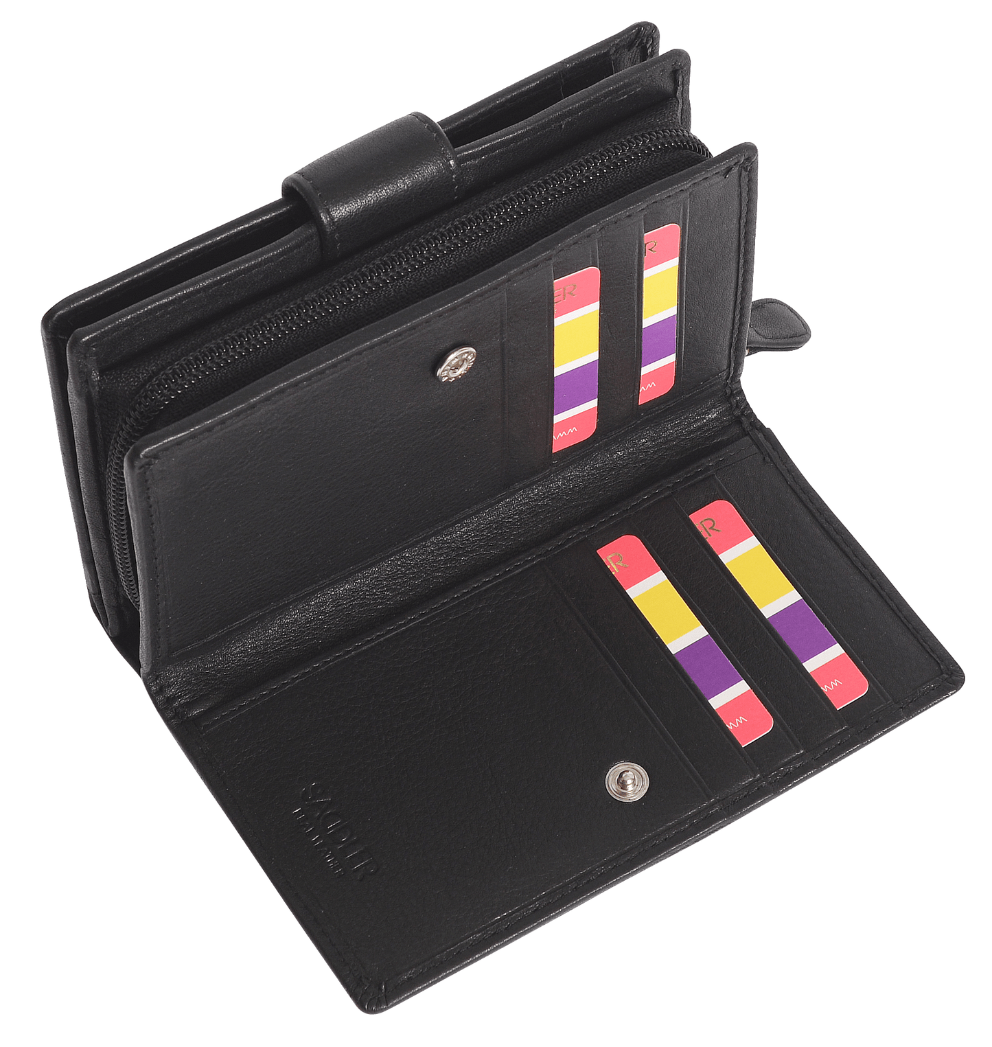 SADDLER GEORGIE Leather Double-Sided Purse - 13 Card Slots, Generous Space for Notes and Coins - RFID Protected