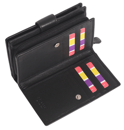 SADDLER GEORGIE Leather Double-Sided Purse - 13 Card Slots, Generous Space for Notes and Coins - RFID Protected