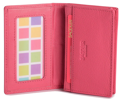 SADDLER JESSICA Leather Credit Card Holder with RFID Protection - 2 Sections and ID Window