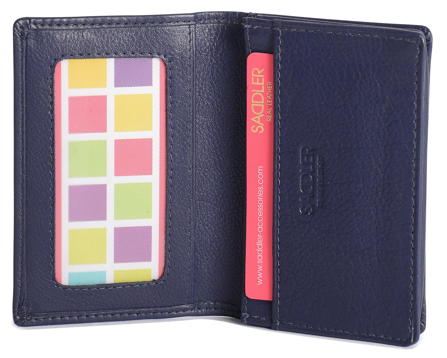 SADDLER JESSICA Leather Credit Card Holder with RFID Protection - 2 Sections and ID Window