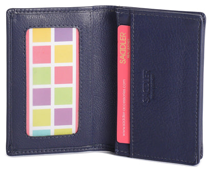 SADDLER JESSICA Leather Credit Card Holder with RFID Protection - 2 Sections and ID Window