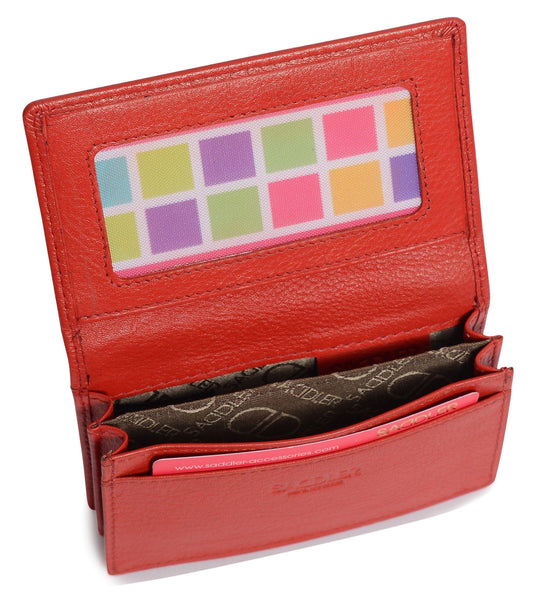 SADDLER JESSICA Leather Credit Card Holder with RFID Protection - 2 Sections and ID Window