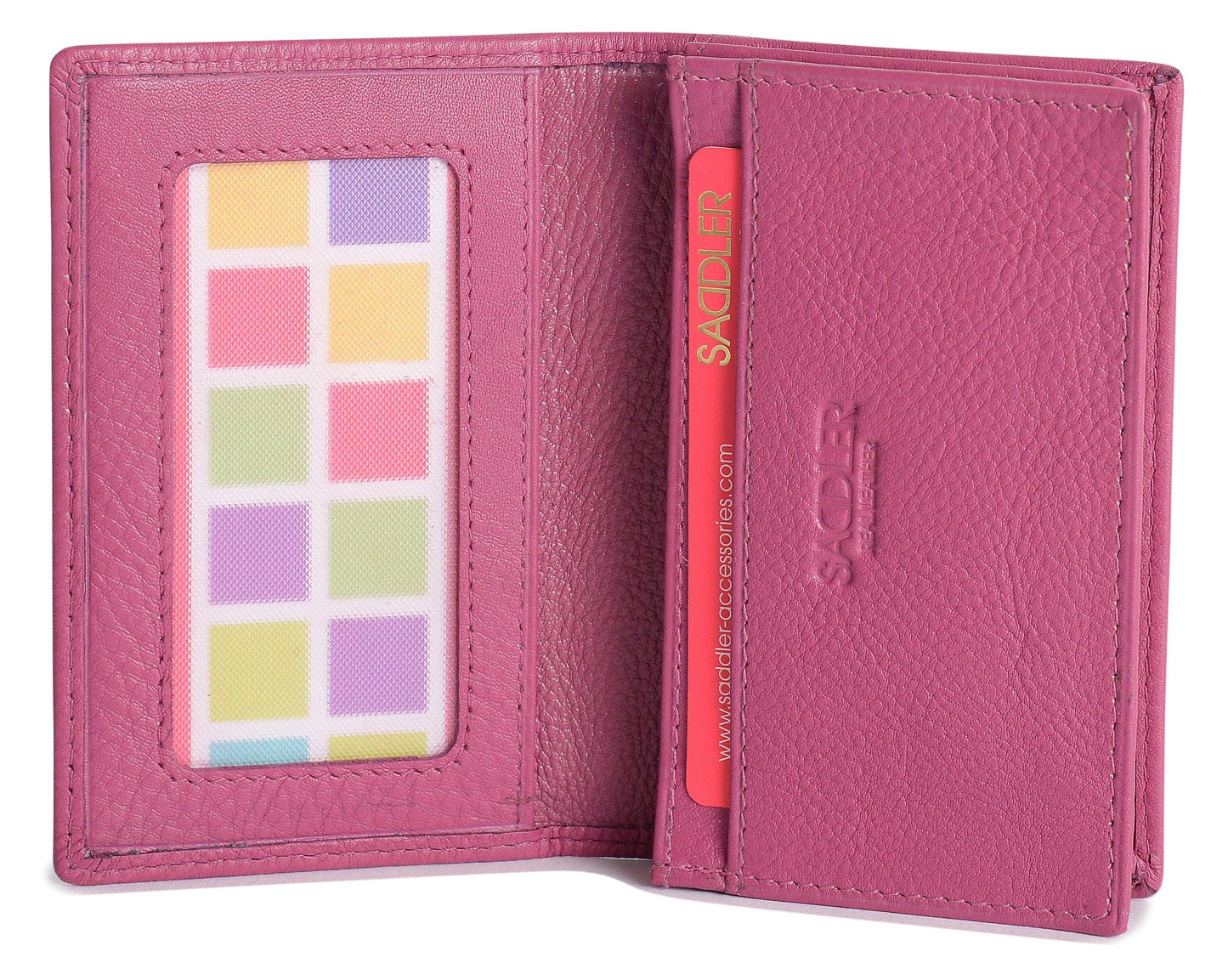 SADDLER JESSICA Leather Credit Card Holder with RFID Protection - 2 Sections and ID Window