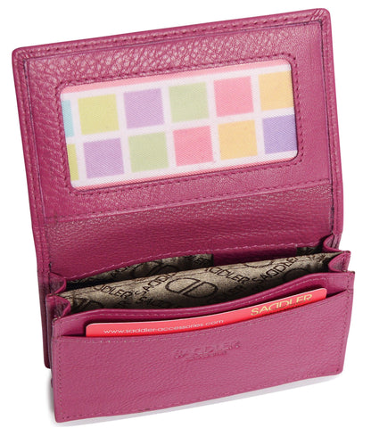 SADDLER JESSICA Leather Credit Card Holder with RFID Protection - 2 Sections and ID Window