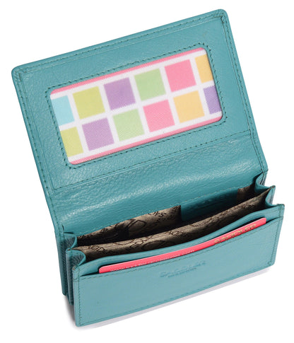 SADDLER JESSICA Leather Credit Card Holder with RFID Protection - 2 Sections and ID Window