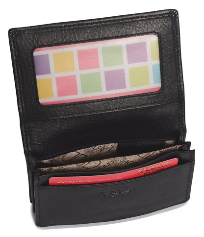 SADDLER JESSICA Leather Credit Card Holder with RFID Protection - 2 Sections and ID Window