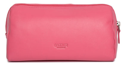 SADDLER MEGAN Leather Zip Top Cosmetic Bag - Large Capacity and Inner Zip Pocket - RFID Protected