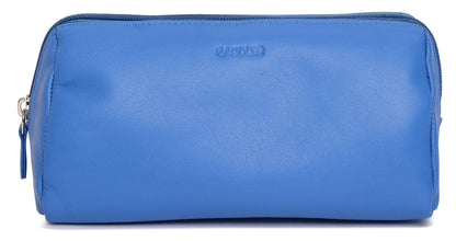 SADDLER MEGAN Leather Zip Top Cosmetic Bag - Large Capacity and Inner Zip Pocket - RFID Protected