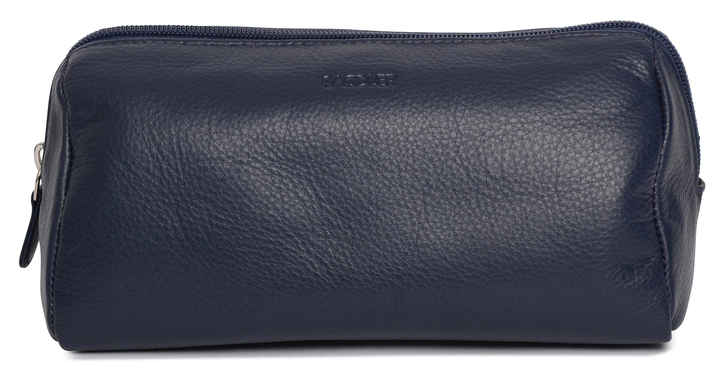 SADDLER MEGAN Leather Zip Top Cosmetic Bag - Large Capacity and Inner Zip Pocket - RFID Protected