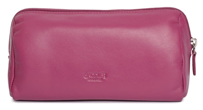 SADDLER MEGAN Leather Zip Top Cosmetic Bag - Large Capacity and Inner Zip Pocket - RFID Protected