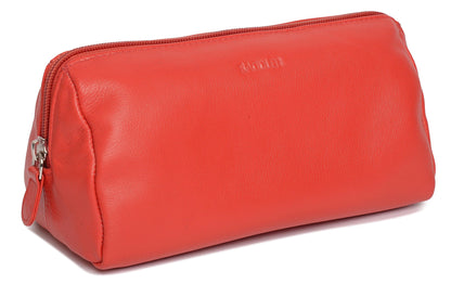 SADDLER MEGAN Leather Zip Top Cosmetic Bag - Large Capacity and Inner Zip Pocket - RFID Protected