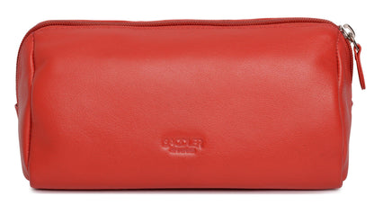 SADDLER MEGAN Leather Zip Top Cosmetic Bag - Large Capacity and Inner Zip Pocket - RFID Protected