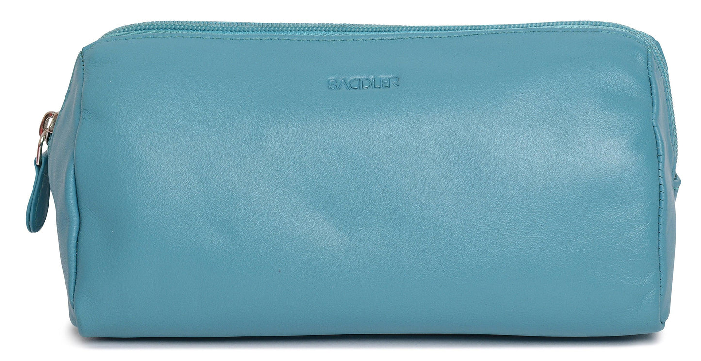 SADDLER MEGAN Leather Zip Top Cosmetic Bag - Large Capacity and Inner Zip Pocket - RFID Protected