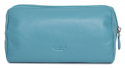 SADDLER MEGAN Leather Zip Top Cosmetic Bag - Large Capacity and Inner Zip Pocket - RFID Protected