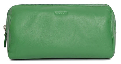SADDLER MEGAN Leather Zip Top Cosmetic Bag - Large Capacity and Inner Zip Pocket - RFID Protected