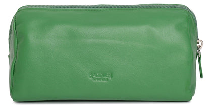 SADDLER MEGAN Leather Zip Top Cosmetic Bag - Large Capacity and Inner Zip Pocket - RFID Protected