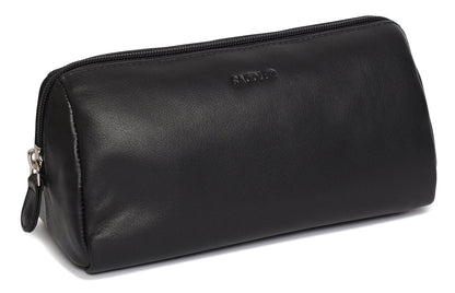 SADDLER MEGAN Leather Zip Top Cosmetic Bag - Large Capacity and Inner Zip Pocket - RFID Protected