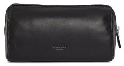 SADDLER MEGAN Leather Zip Top Cosmetic Bag - Large Capacity and Inner Zip Pocket - RFID Protected