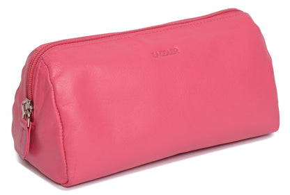SADDLER MEGAN Leather Zip Top Cosmetic Bag - Large Capacity and Inner Zip Pocket - RFID Protected