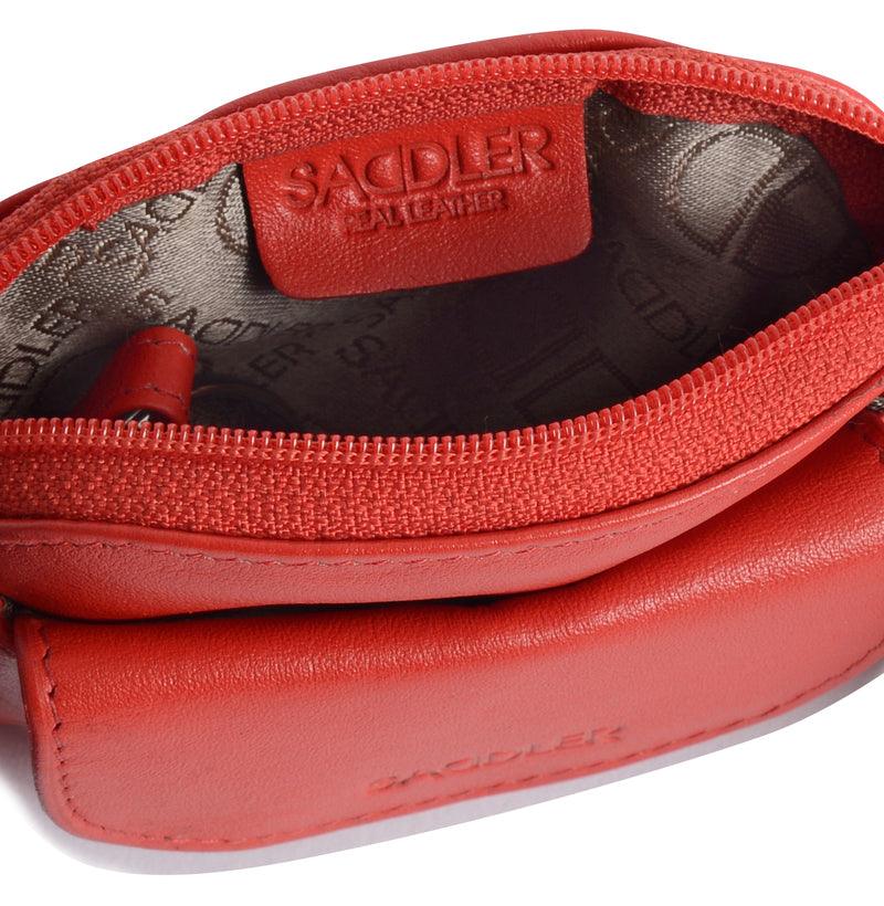 Compact Leather Zip-Top Coin Purse "Molly" – Handmade by Saddler | RFID Protected & Gift Boxed | With Front Pocket & Interior Key Ring