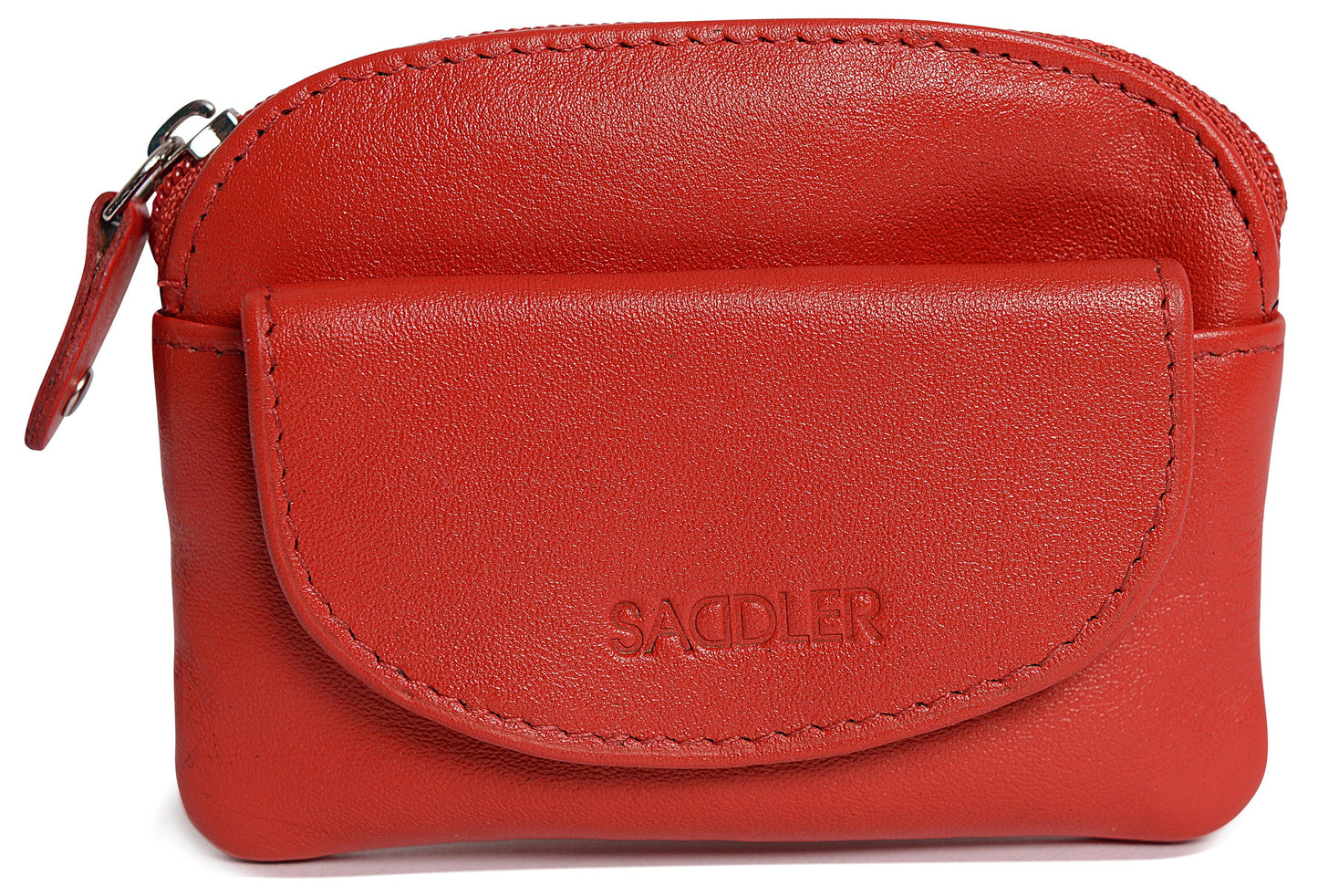 Compact Leather Zip-Top Coin Purse "Molly" – Handmade by Saddler | RFID Protected & Gift Boxed | With Front Pocket & Interior Key Ring