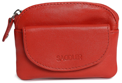 Compact Leather Zip-Top Coin Purse "Molly" – Handmade by Saddler | RFID Protected & Gift Boxed | With Front Pocket & Interior Key Ring