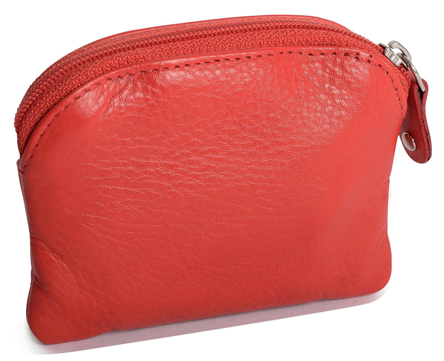 Compact Leather Zip-Top Coin Purse "Molly" – Handmade by Saddler | RFID Protected & Gift Boxed | With Front Pocket & Interior Key Ring