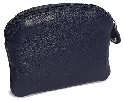 Compact Leather Zip-Top Coin Purse "Molly" – Handmade by Saddler | RFID Protected & Gift Boxed | With Front Pocket & Interior Key Ring