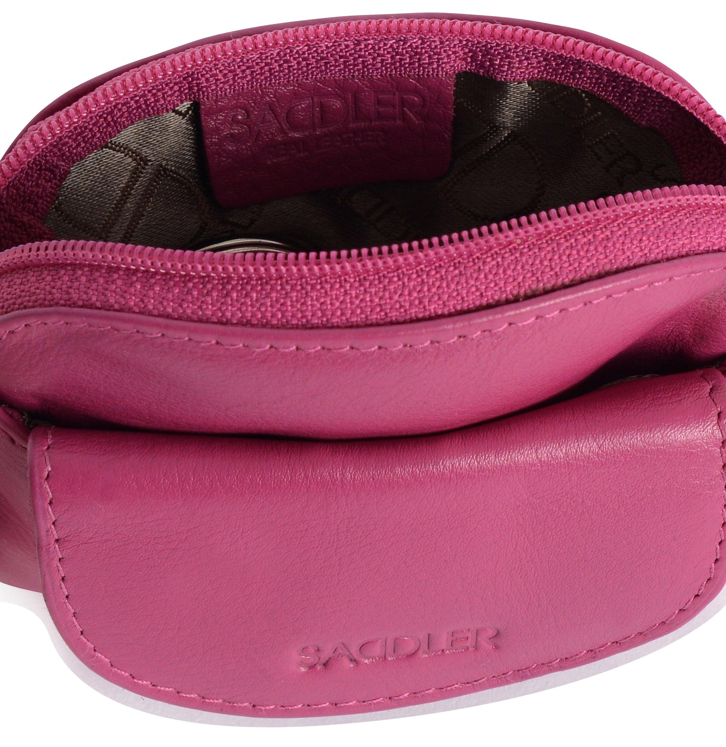 Compact Leather Zip-Top Coin Purse "Molly" – Handmade by Saddler | RFID Protected & Gift Boxed | With Front Pocket & Interior Key Ring