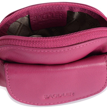 Compact Leather Zip-Top Coin Purse "Molly" – Handmade by Saddler | RFID Protected & Gift Boxed | With Front Pocket & Interior Key Ring